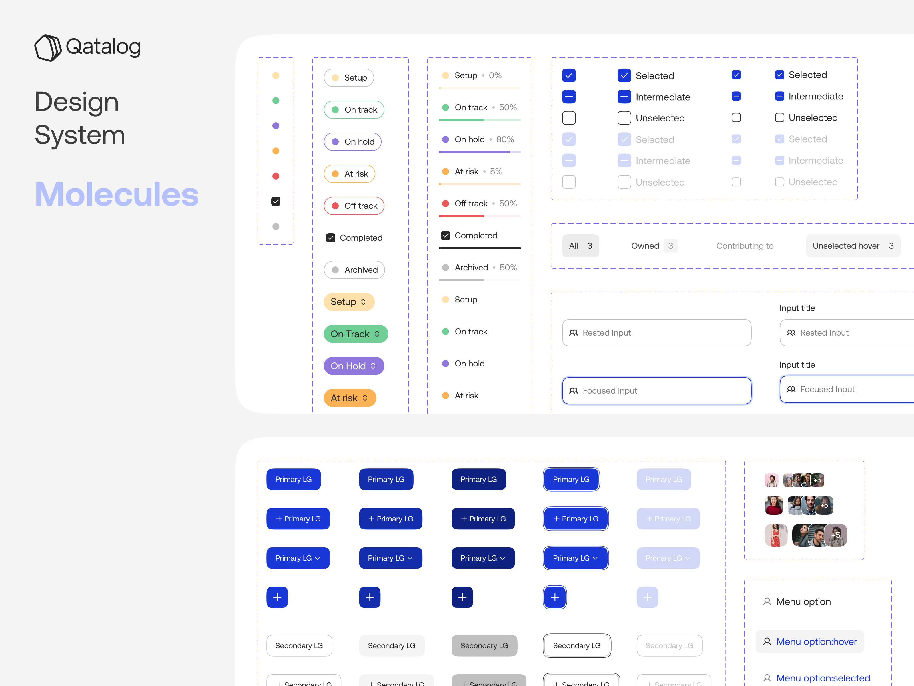 Qatalog design system depicting molecules